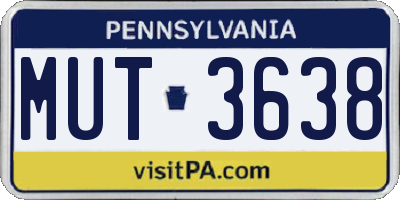 PA license plate MUT3638