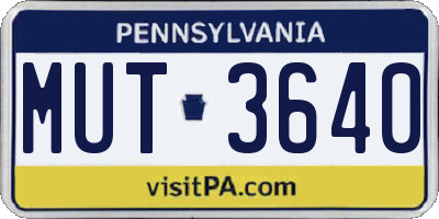 PA license plate MUT3640