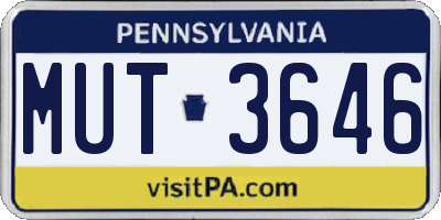 PA license plate MUT3646