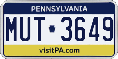 PA license plate MUT3649
