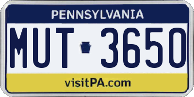 PA license plate MUT3650