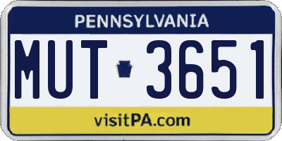 PA license plate MUT3651