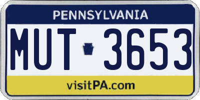 PA license plate MUT3653