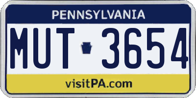 PA license plate MUT3654
