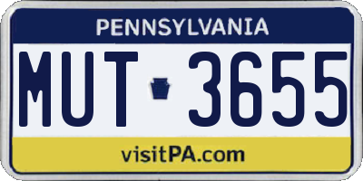 PA license plate MUT3655