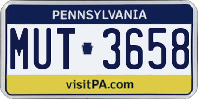 PA license plate MUT3658