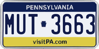 PA license plate MUT3663