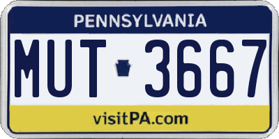 PA license plate MUT3667