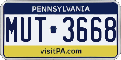 PA license plate MUT3668