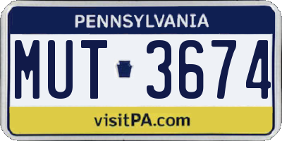 PA license plate MUT3674