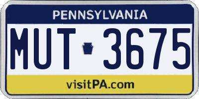 PA license plate MUT3675