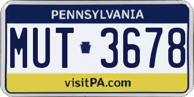 PA license plate MUT3678