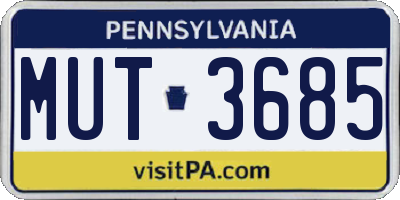 PA license plate MUT3685