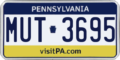 PA license plate MUT3695