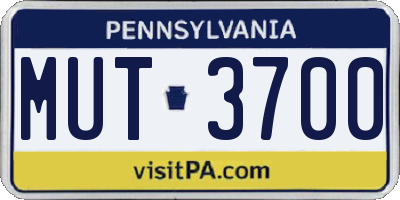PA license plate MUT3700