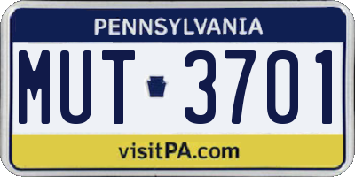 PA license plate MUT3701