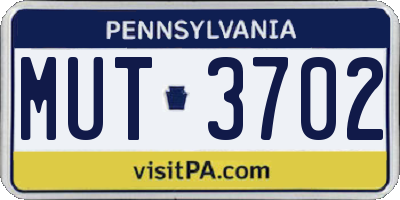 PA license plate MUT3702