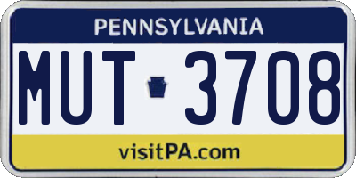 PA license plate MUT3708
