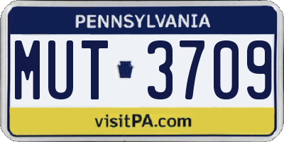 PA license plate MUT3709