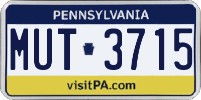 PA license plate MUT3715