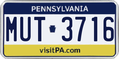 PA license plate MUT3716