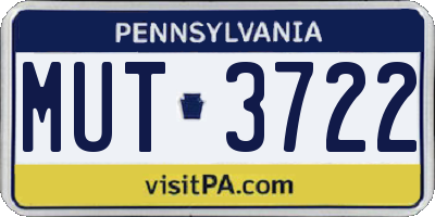 PA license plate MUT3722