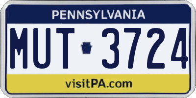PA license plate MUT3724