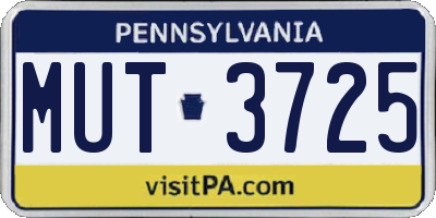 PA license plate MUT3725