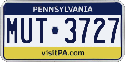 PA license plate MUT3727