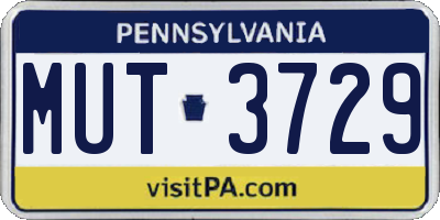 PA license plate MUT3729