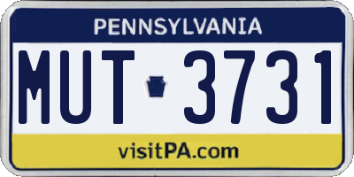 PA license plate MUT3731