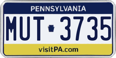PA license plate MUT3735