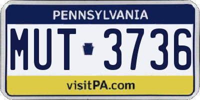 PA license plate MUT3736