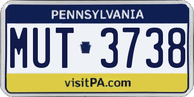 PA license plate MUT3738
