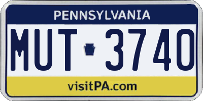PA license plate MUT3740
