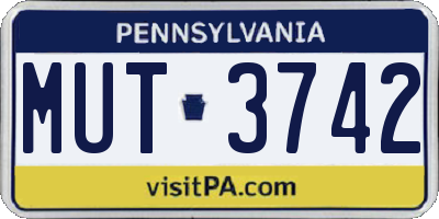 PA license plate MUT3742