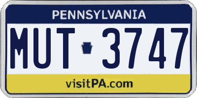 PA license plate MUT3747
