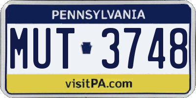 PA license plate MUT3748