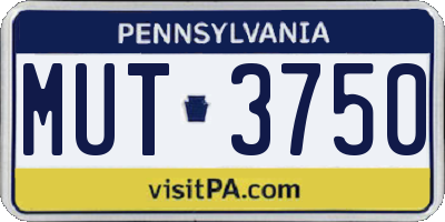 PA license plate MUT3750
