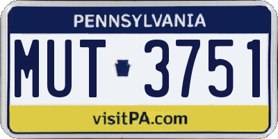PA license plate MUT3751