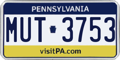 PA license plate MUT3753