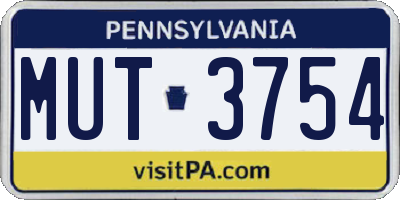 PA license plate MUT3754