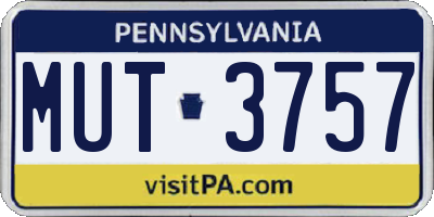 PA license plate MUT3757