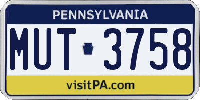 PA license plate MUT3758