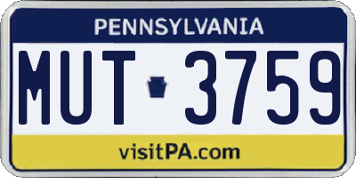 PA license plate MUT3759
