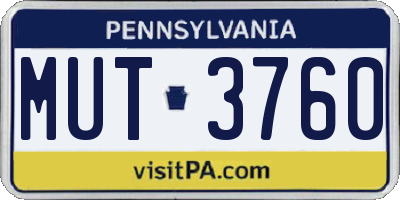 PA license plate MUT3760