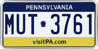 PA license plate MUT3761