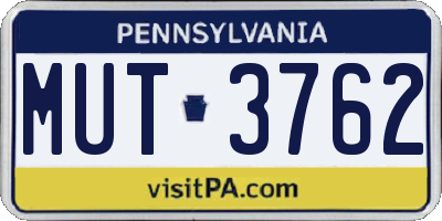 PA license plate MUT3762