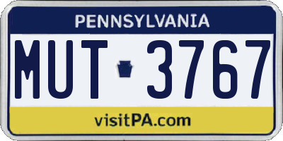 PA license plate MUT3767