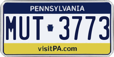 PA license plate MUT3773